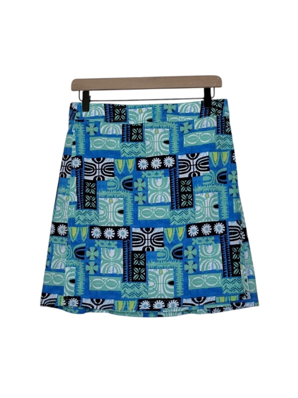 RipSkirt Small Tahitian Tapa Blue Tribal Wrap Skirt Cover Up Beach Vacation